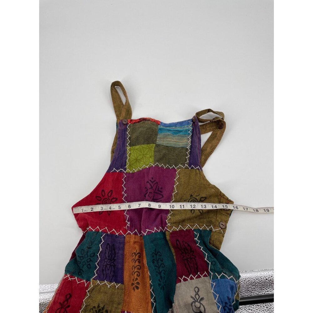Rising International Womens Large Patchwork Overalls Boho Adjustable Straps - Picture 7 of 9